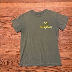 Mens Basquiat Olive Green Graphic T-Shirt
